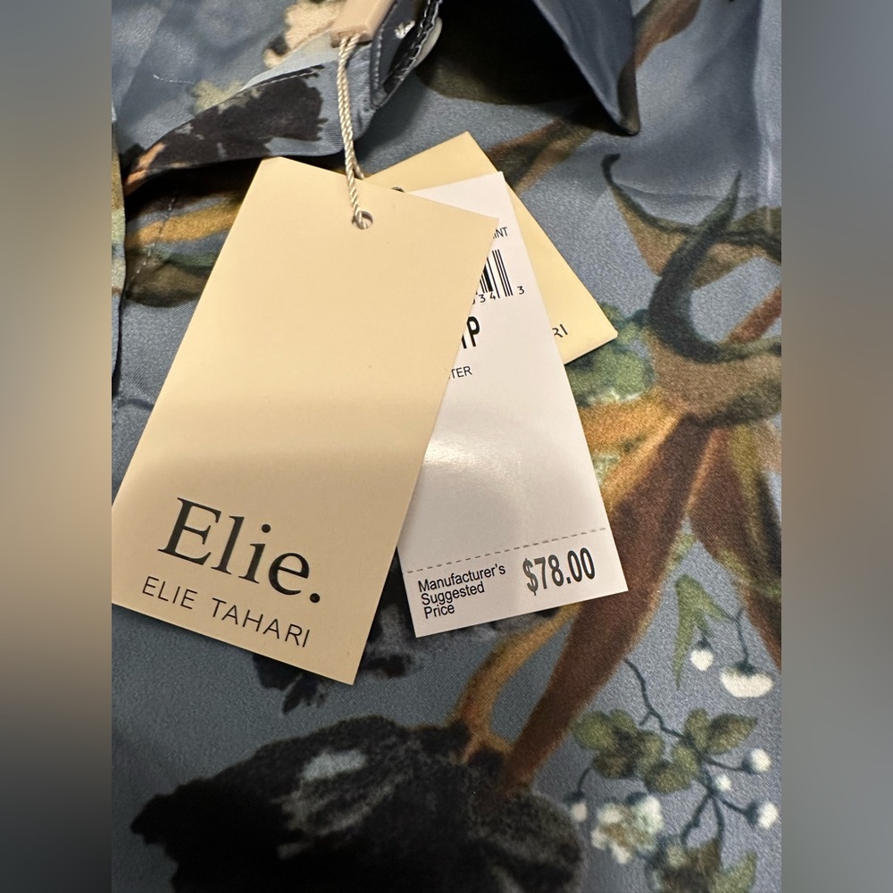 Elie Tahari Gray Floral Women’s Shirt - Picture 3 of 5